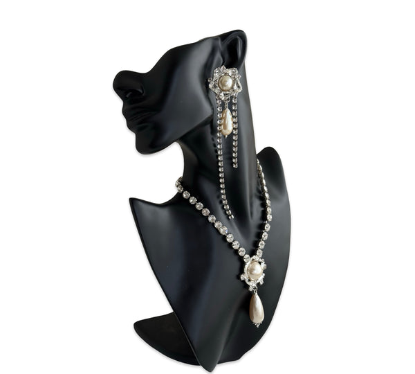 Crystal Pearl Universe - Galaxy Flower Comet Earrings