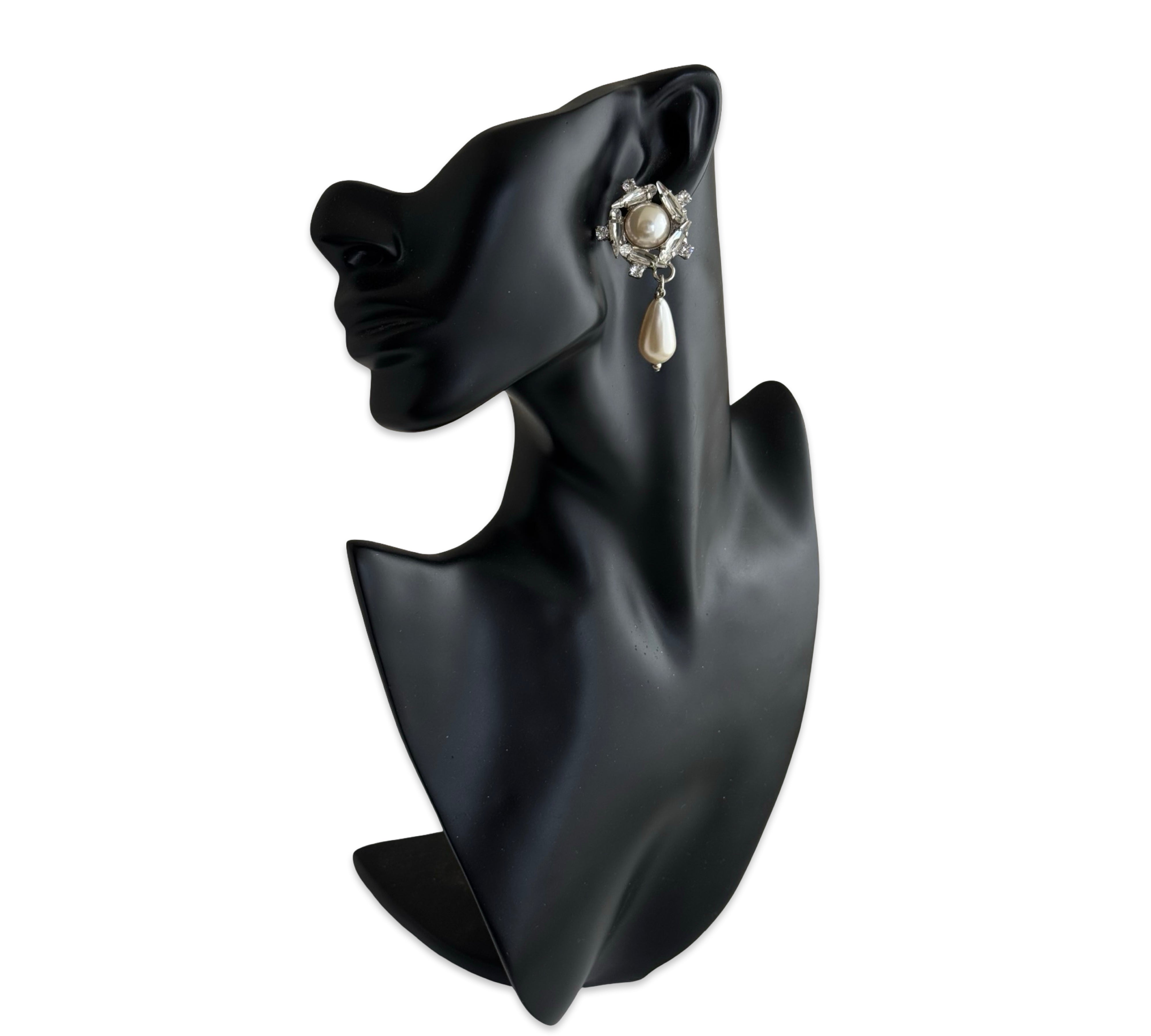 Crystal Pearl Universe - Galaxy Flower Stud With Pearl Drop