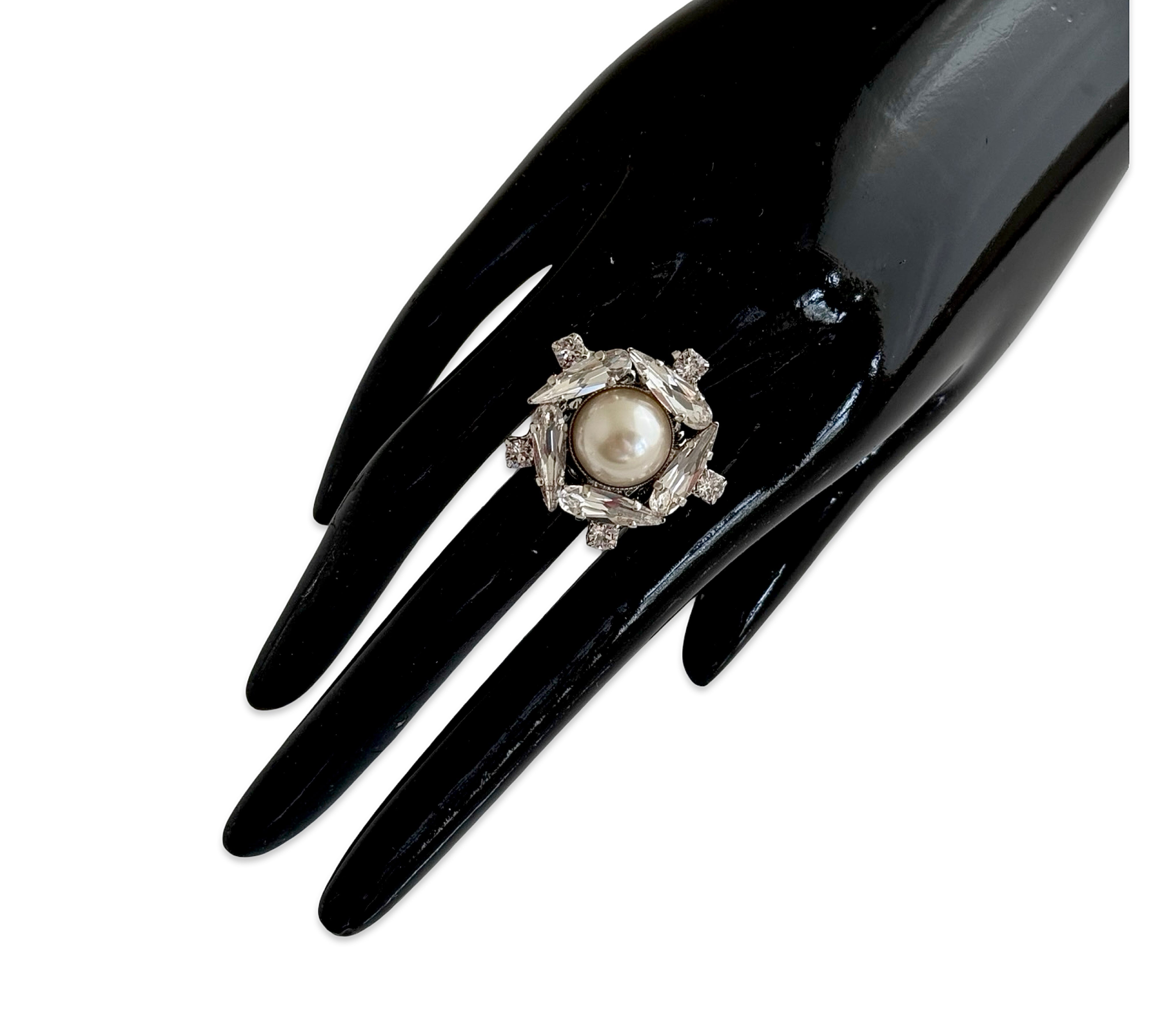 Crystal Pearl Universe - Galaxy Flower Ring