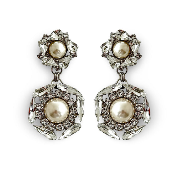 Crystal Pearl Universe - Galaxy Flower Nebula Earrings