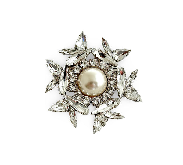 Crystal Pearl Universe - Galaxy Flower Brooch