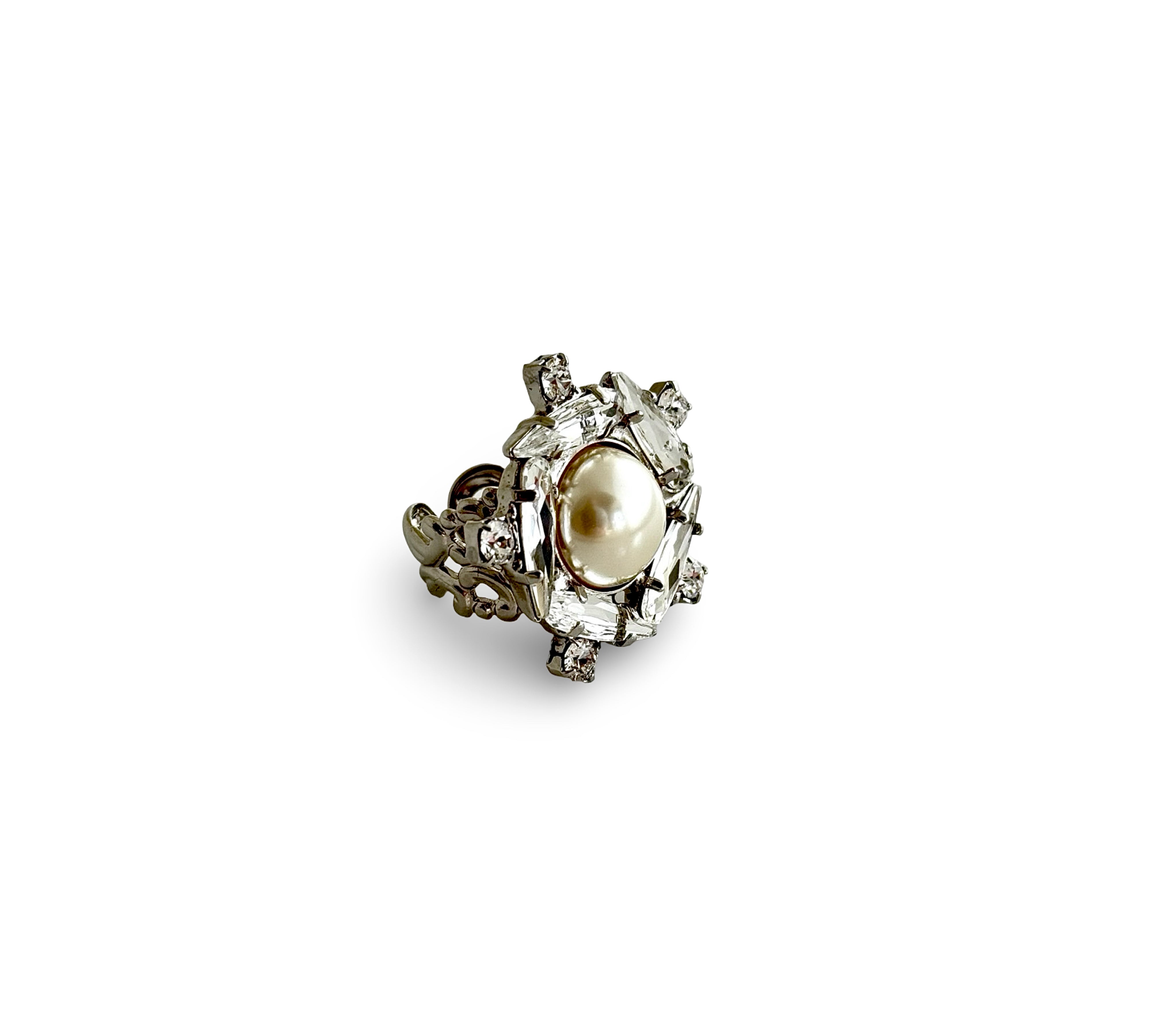 Crystal Pearl Universe - Galaxy Flower Ring
