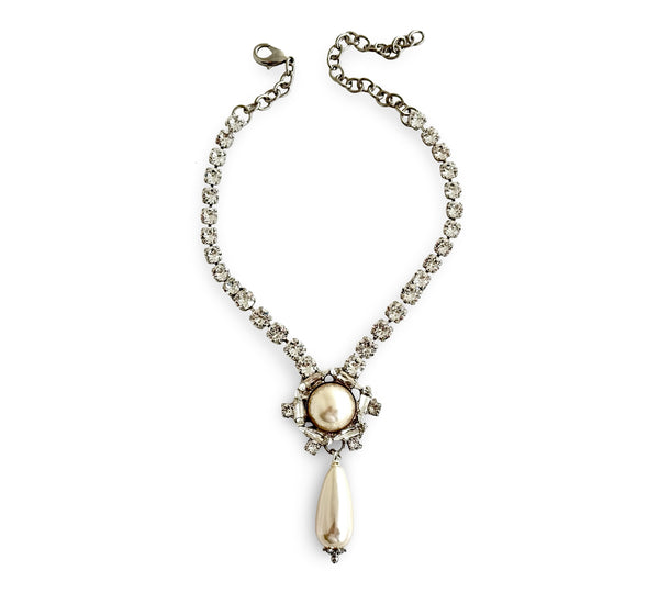 Crystal Pearl Universe - Galaxy Flower Necklace